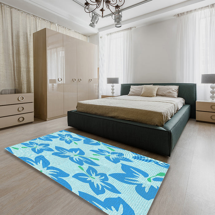 Patterned Blue Rug in a Bedroom, pat1727lblu