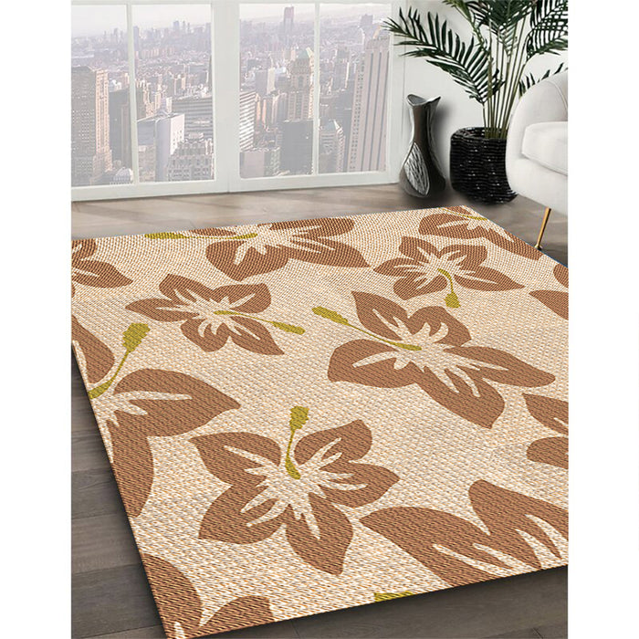 Patterned Orange Rug in Family Room, pat1727org