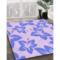 Patterned Light Slate Blue Rug, pat1727pur