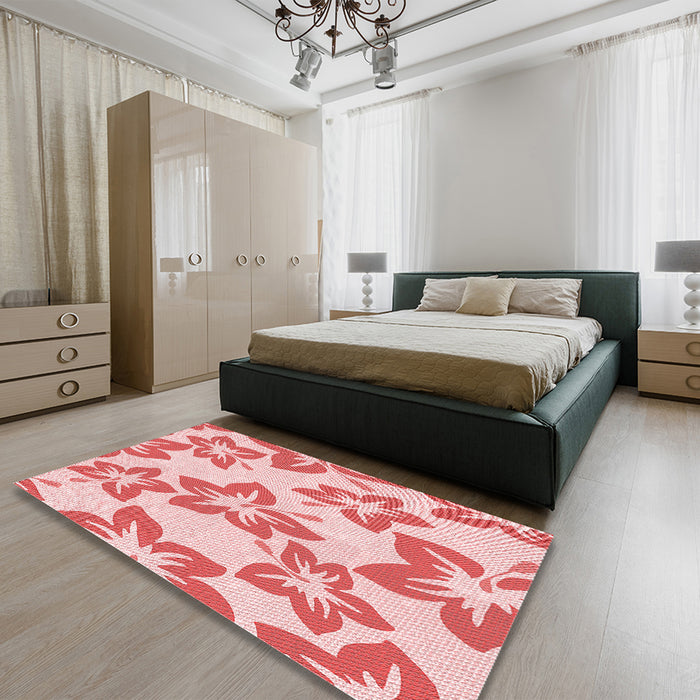 Patterned Pink Rug in a Bedroom, pat1727rd