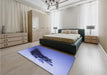 Patterned Denim Blue Rug in a Bedroom, pat1728blu