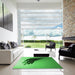 Square Patterned Green Rug in a Living Room, pat1728grn