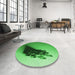 Round Patterned Green Rug in a Office, pat1728grn