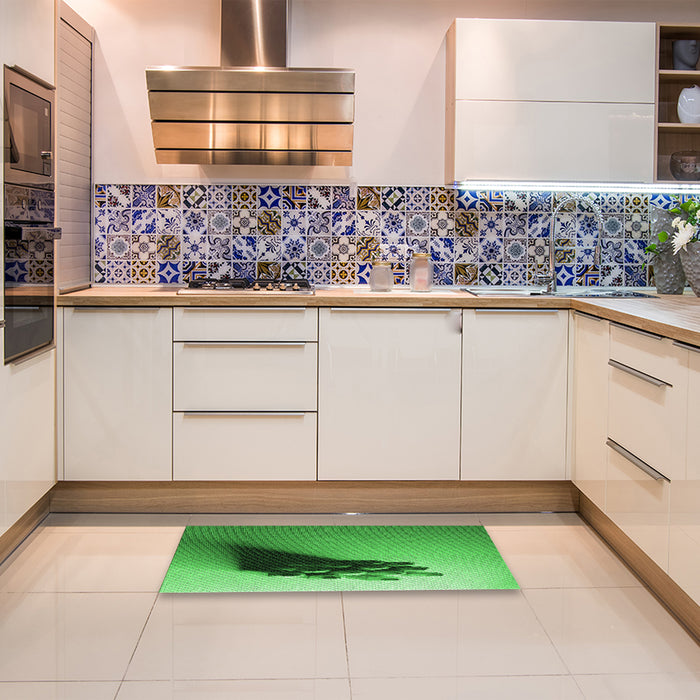 Patterned Green Rug in a Kitchen, pat1728grn