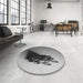 Round Patterned Cloud Gray Rug in a Office, pat1728gry