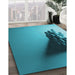 Machine Washable Transitional Dark Cyan Green Rug in a Family Room, wshpat1728lblu