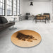 Round Patterned Orange Rug in a Office, pat1728org