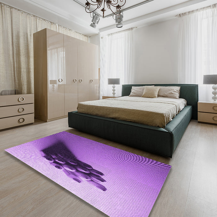 Patterned Violet Purple Rug in a Bedroom, pat1728pur