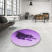 Round Patterned Violet Purple Rug in a Office, pat1728pur