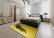 Patterned Dark Bronze Brown Rug in a Bedroom, pat1728yw