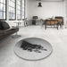 Round Machine Washable Transitional Silver Gray Rug in a Office, wshpat1728