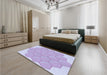 Patterned Purple Mimosa Purple Rug in a Bedroom, pat1729blu