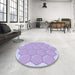 Round Patterned Purple Mimosa Purple Rug in a Office, pat1729blu