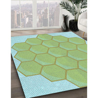 Patterned Green Rug, pat1729lblu