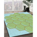 Patterned Green Rug in Family Room, pat1729lblu