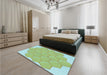 Patterned Green Rug in a Bedroom, pat1729lblu