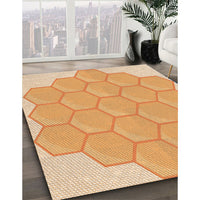 Patterned Neon Orange Rug, pat1729org