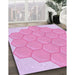 Machine Washable Transitional Blossom Pink Rug in a Family Room, wshpat1729pur