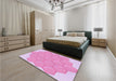 Patterned Blossom Pink Rug in a Bedroom, pat1729pur