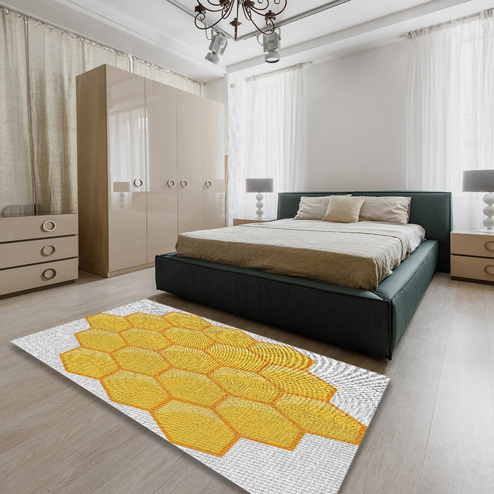 Machine Washable Transitional Gold Rug in a Bedroom, wshpat1729