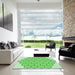 Machine Washable Transitional Green Rug in a Kitchen, wshpat1730grn