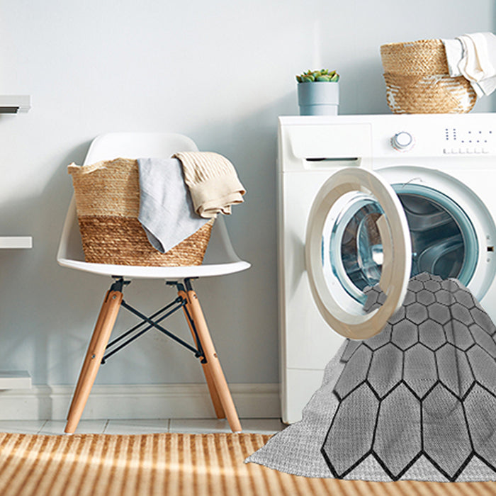 Machine Washable Transitional Platinum Gray Rug in a Washing Machine, wshpat1730gry