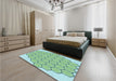 Patterned Medium Sea Green Rug in a Bedroom, pat1730lblu