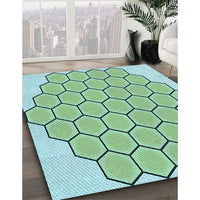 Patterned Medium Sea Green Rug, pat1730lblu