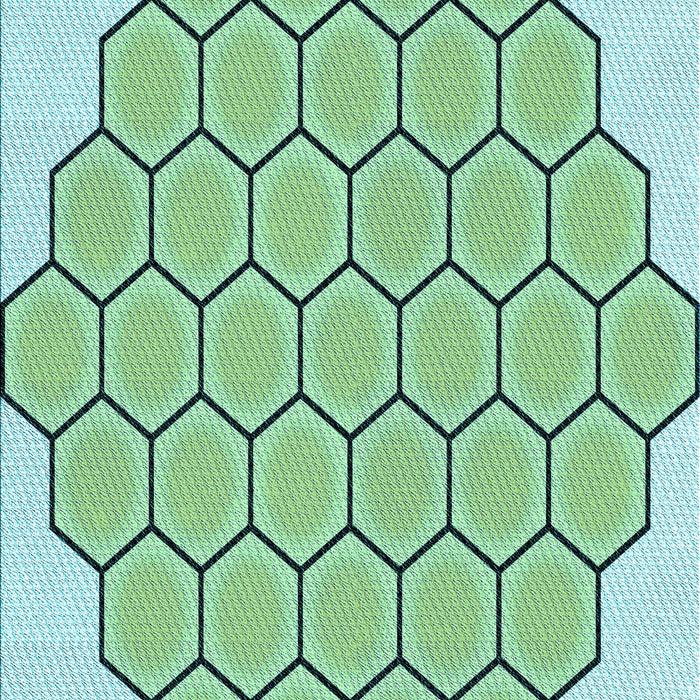 Machine Washable Transitional Medium Sea Green Rug, wshpat1730lblu