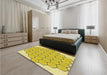 Patterned Caramel Brown Rug in a Bedroom, pat1730yw