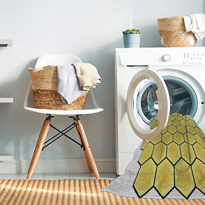 Machine Washable Transitional Mustard Yellow Rug in a Washing Machine, wshpat1730