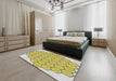 Patterned Mustard Yellow Novelty Rug in a Bedroom, pat1730