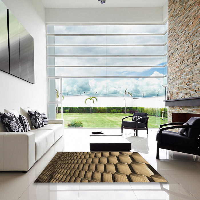Machine Washable Transitional Bronze Brown Rug in a Kitchen, wshpat1731brn