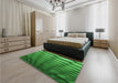 Patterned Deep Emerald Green Rug in a Bedroom, pat1731grn