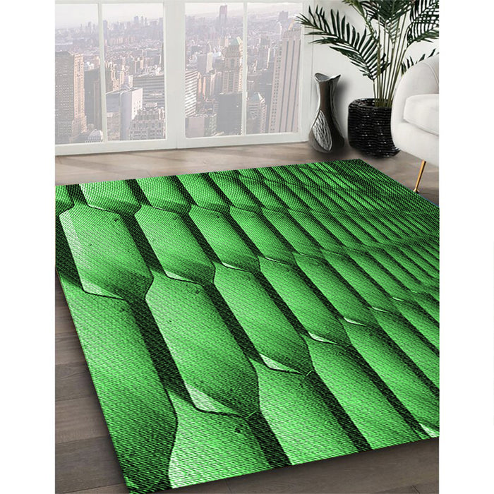 Machine Washable Transitional Deep Emerald Green Rug in a Family Room, wshpat1731grn