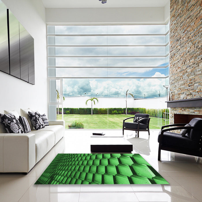 Machine Washable Transitional Deep Emerald Green Rug in a Kitchen, wshpat1731grn
