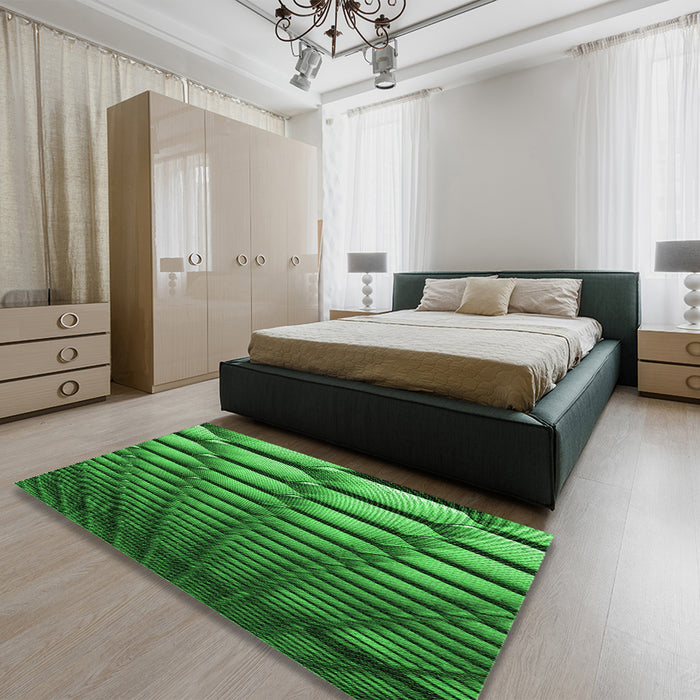 Round Machine Washable Transitional Deep Emerald Green Rug in a Office, wshpat1731grn