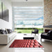 Machine Washable Transitional Cranberry Red Rug in a Kitchen, wshpat1731rd