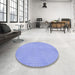 Round Patterned Sky Blue Rug in a Office, pat1734blu