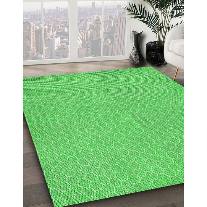 Machine Washable Transitional Neon Green Rug in a Family Room, wshpat1734grn