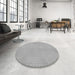 Round Patterned Silver Gray Rug in a Office, pat1734gry