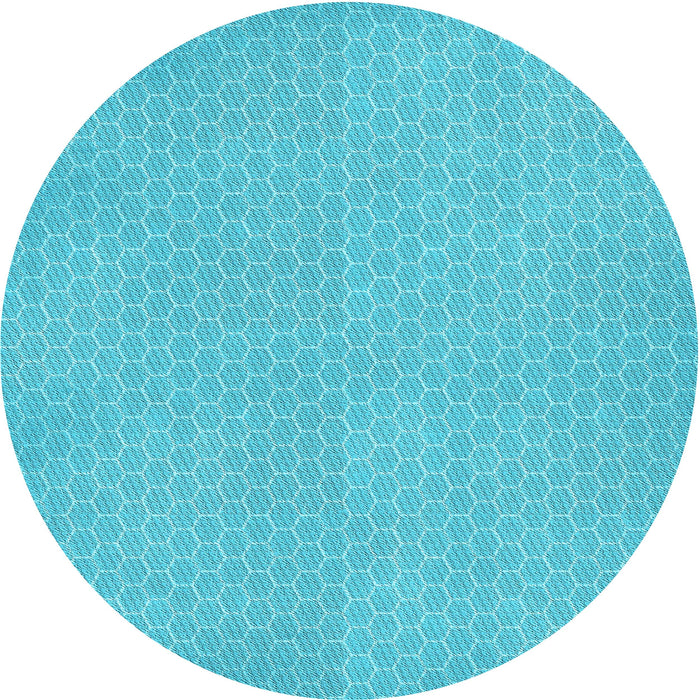 Square Patterned Bright Cyan Blue Rug, pat1734lblu