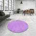 Round Patterned Violet Purple Rug in a Office, pat1734pur