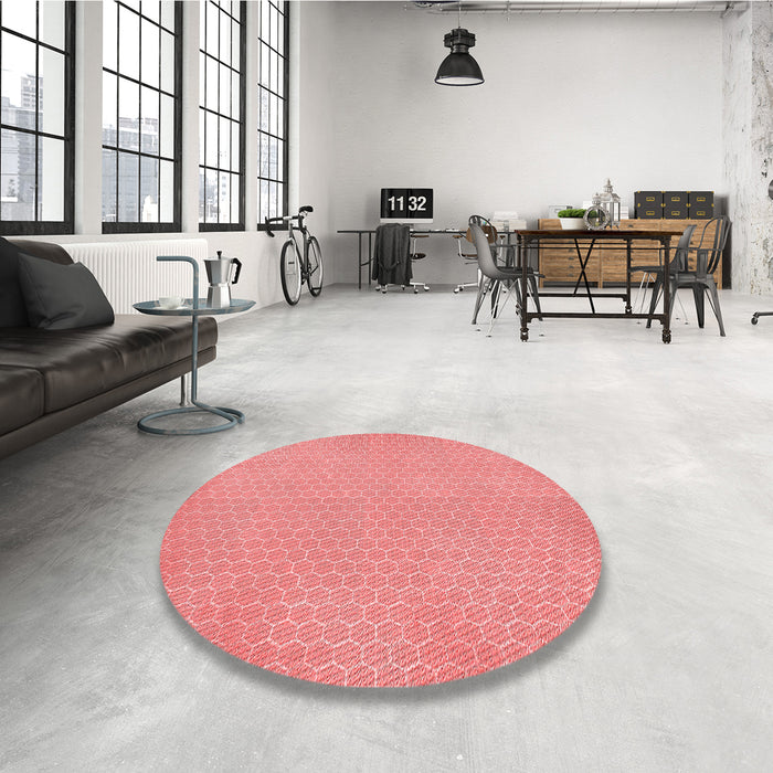 Round Patterned Light Coral Pink Rug in a Office, pat1734rd