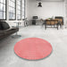 Round Patterned Light Coral Pink Rug in a Office, pat1734rd