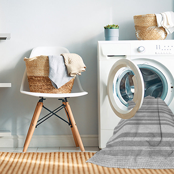 Machine Washable Transitional Gunmetal Gray Rug in a Washing Machine, wshpat1735gry