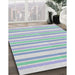 Patterned Pale Blue Abstract Machine Washable Rug in a Family Room, wshpat1735