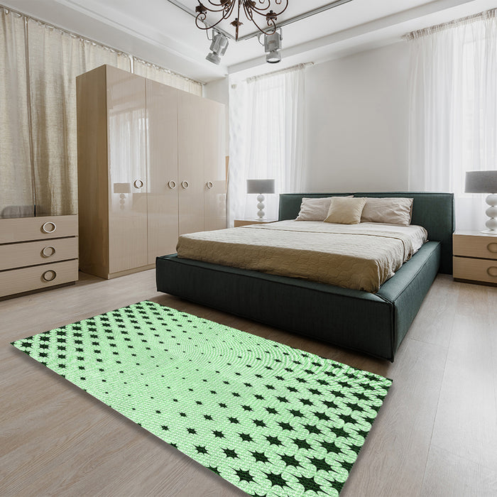 Round Machine Washable Transitional Mint Green Rug in a Office, wshpat1736grn