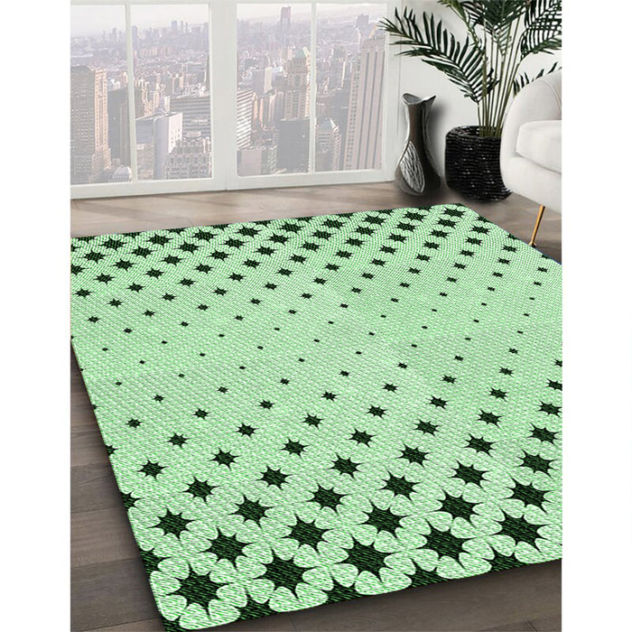 Patterned Mint Green Rug in Family Room, pat1736grn