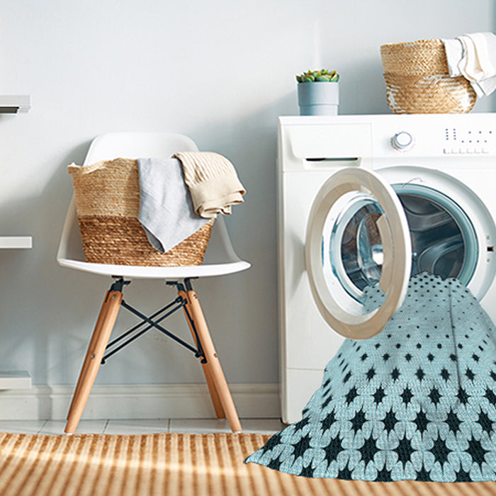 Machine Washable Transitional Electric Blue Rug in a Washing Machine, wshpat1736lblu